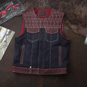 Hunt Club Thunderstorm Men's Club Style Motorcycle Concealed Carry Leather Vest