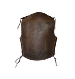 Men's Buckles Heavy Cowhide Leather Vintage Distressed Motorcycle Biker Concealed Carry Leather Vest