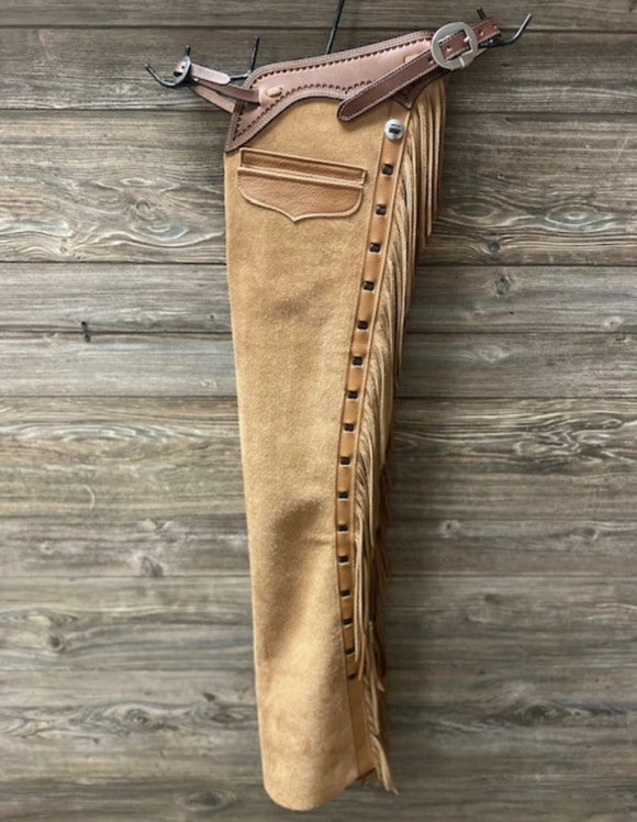 Handmade Fringe Men's Cowboy Buck Skin Suede Leather Western Cowboy Le ...