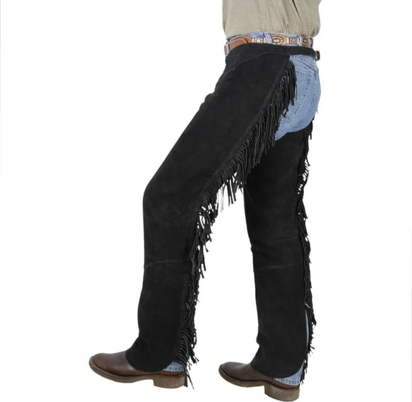 Handmade Horse Riding Fringe Men's Cowboy Suede Leather Western Cowboy Leather Chaps