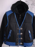 Patch Vest Men's Heavy Buckle Motorcycle Concealed Carry Biker Blue Leather Vest