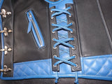 Patch Vest Men's Heavy Buckle Motorcycle Concealed Carry Biker Blue Leather Vest