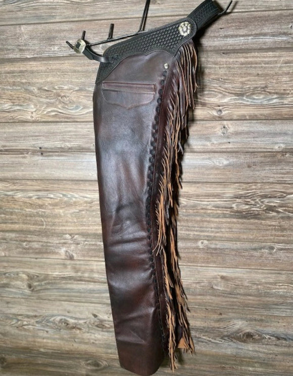 Handmade Fringe Men's Native American Style Horse Riding Western Cowboy Leather Chaps