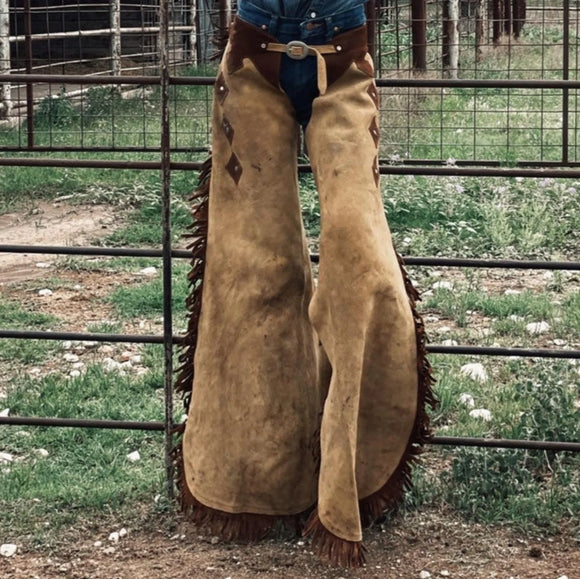 Fringe Cowgirl Chaps Buck Skin Suede Leather Pants Western Suede Leather Chaps