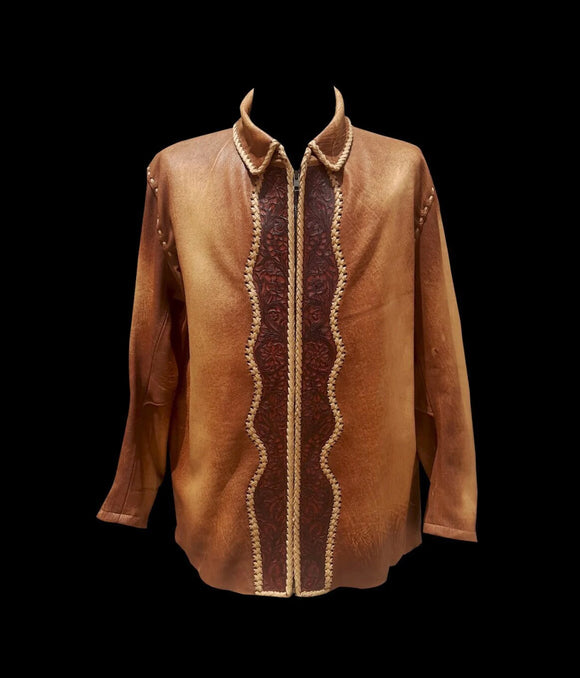 Handmade Western Style Suede Leather jacket With Fringes And Antiqued Effects