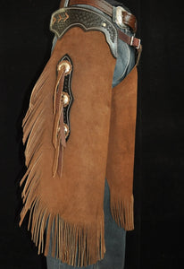 Handmade Fringe Men's Cowboy Suede Leather Western Cowboy Leather Chaps