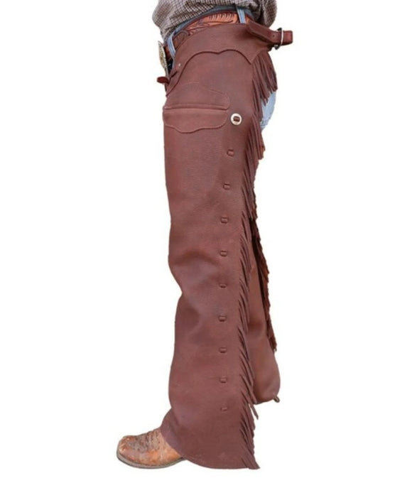 Handmade Horse Riding Fringe Men's Native American Western Cowboy Leather Chaps