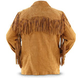 Men's Native American Horse Riding Wear Traditional Western Cowboy Leather Jacket With Fringes And Beads