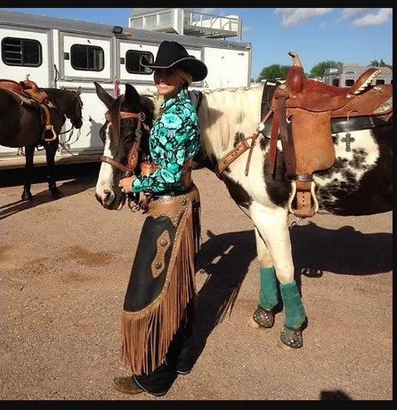 Fringe Cowgirl Chaps Buck Skin Brown Suede Leather Pants Western Suede Leather Chaps