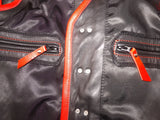 Patch Vest Men's Heavy Buckle Motorcycle Concealed Carry Biker Red Trimmed Black Leather Vest