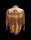 Handmade Braided Western Style Leather jacket With Fringes And Antiqued Effects