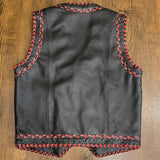 Mens Red and Black Braided Leather Motorcycle Biker Concealed Carry Vest