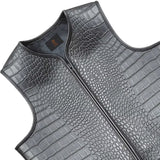 Men's Classic Style Gator Embossed Gray Motorcycle Concealed Carry Leather Vest (Copy)