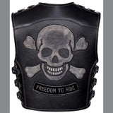 Skull Embossed Men's Motorcycle Biker Concealed Carry Leather Vest
