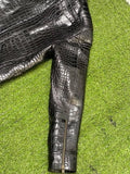Hunt Club Men's Crocodile Embossed Black Leather Biker Jacket Concealed Carry