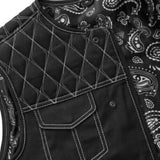 Hunt Club Diamond Stitched Men's Paisley Motorcycle Concealed Carry Full Denim Vest