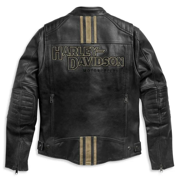 Harley Davidson Vintage Men's Motorcycle Leather Biker Jacket Concealed Carry