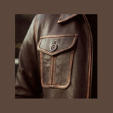 Mens Biker Style Brown Bomber Leather Jacket