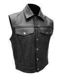 Mens Croc Leather Black Motorcycle Concealed CarryLeather Vest