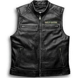 Harley Davidson Men's Motorcycle Black Leather Biker Vest Concealed Carry