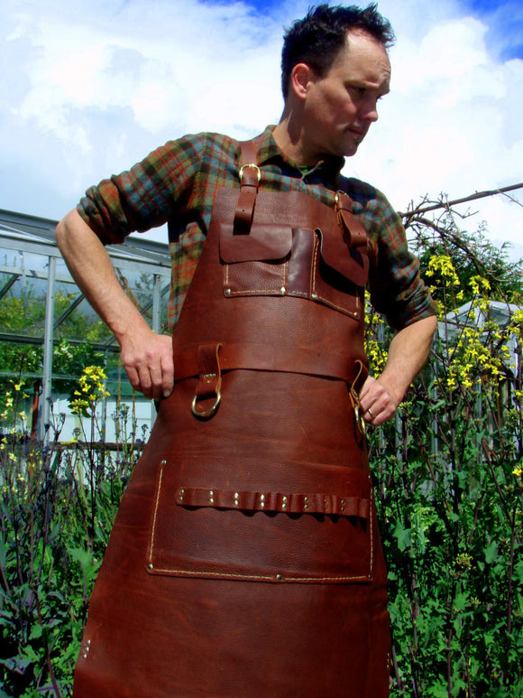 Leather Apron Woodworker's Super Deluxe Pockets with Brass Rings