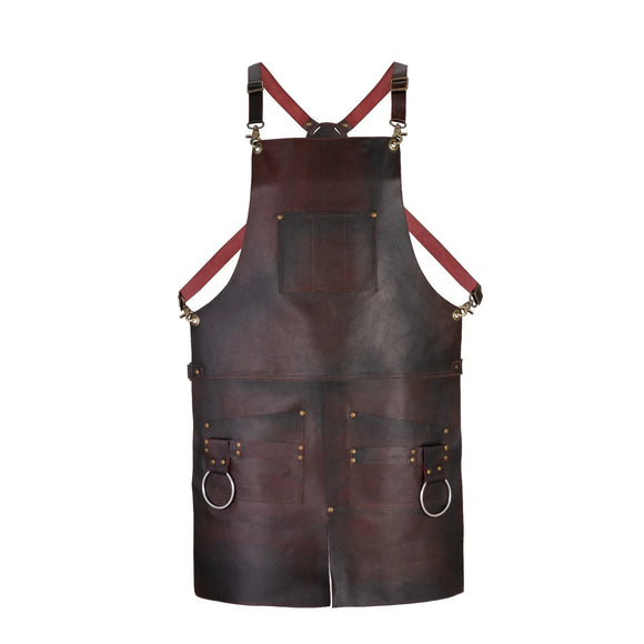 Mens Premium Full Grain Leather Apron With Split Leg Pockets & Tool Holder