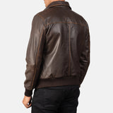 Mens Biker Style Brown Bomber Leather Jacket