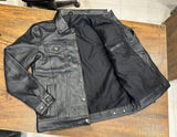 Mens Motorcycle Black Trucker Leather Shirt Concealed Carry