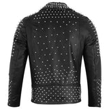 Men's Spiked Silver Studded  Steampunk Jacket Motorcycle Biker Style Concealed Carry Leather Jacket