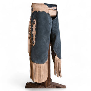 Handmade Fringe Men's Cowboy Suede Leather Western Cowboy Leather Chaps