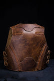 Men's Braided Heavy Buckles Thick Cowhide Leather Western Style Motorcycle Biker Concealed Carry Leather Vest