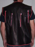 Men's Leather Western Style Braided Cowboy Style Concealed Carry Leather Vest