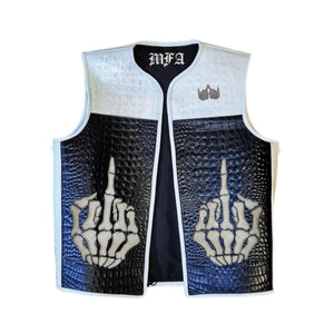 Middle Finger Premium Alligator Embossed Men's Motorcycle Concealed Carry Biker Leather Vest