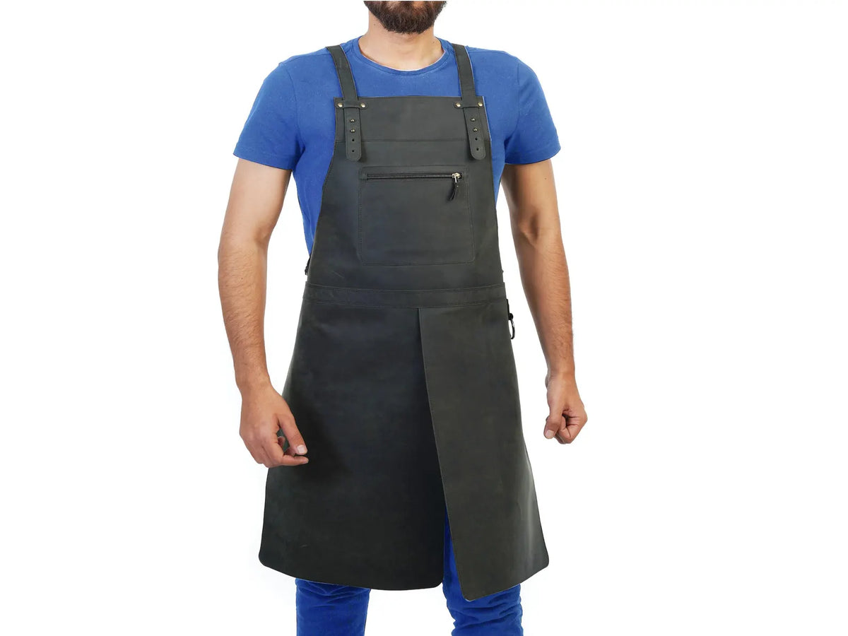 Man Apron for Work or Home Leather Apron Black with Split Leg Design ...