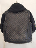Patch Vest Men's Zippered Padded Motorcycle Concealed Carry Biker Leather Vest W/ Antique Abrasion Effect