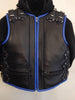 Patch Vest Men's Heavy Buckle Motorcycle Concealed Carry Biker Blue Leather Vest