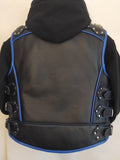 Patch Vest Men's Heavy Buckle Motorcycle Concealed Carry Biker Blue Leather Vest