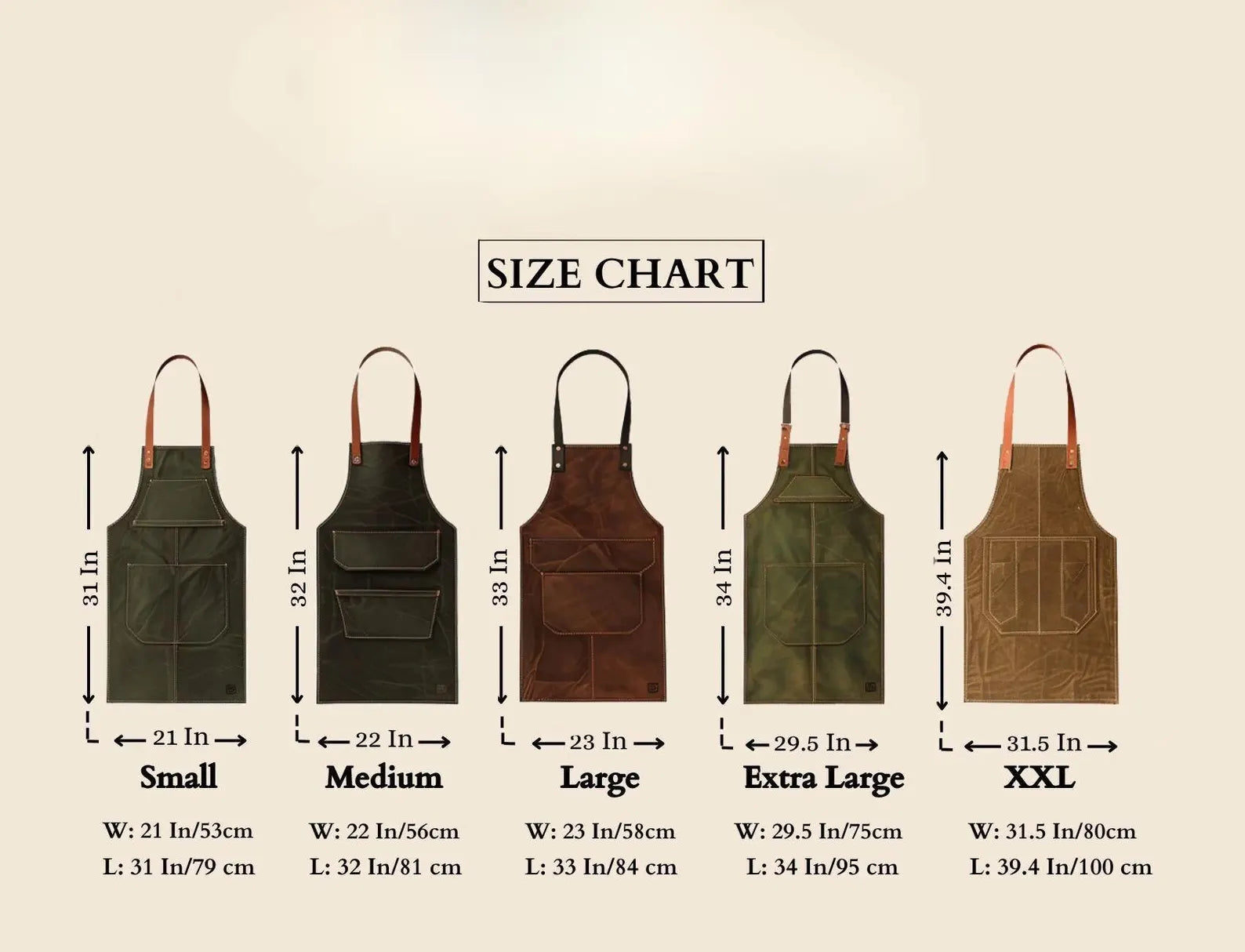 Mens Brown Premium Full Grain Leather Apron With Extended Pockets