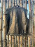 Men Alligator Embossed Motorcycle Concealed Carry Biker Leather Vest W/ Paisley Liner