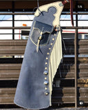 Handmade Men Fringe Cowboy Gray Suede Western Cowboy Leather Chaps