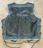 Crocodile Embossed Python Print Braided Motorcycle Biker Concealed Carry Leather Vest