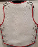 Men’s White Snake Embossed Braided Red Piasley Biker Style Men's Motorcycle Concealed Carry Leather Vest