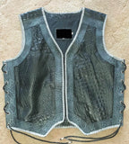 Crocodile Embossed Python Print Braided Motorcycle Biker Concealed Carry Leather Vest