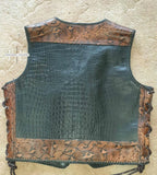 Mens Snake Embossed Biker Motorcycle Leather Vest