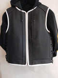 Patch Vest Men's Perforated Leather Motorcycle Concealed Carry Biker Vest W/ White Leather Trim