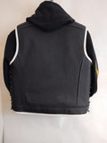 Patch Vest Men's Perforated Leather Motorcycle Concealed Carry Biker Vest W/ White Leather Trim