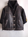 Patch Vest Men's Heavy Buckle Motorcycle Concealed Carry Biker Leather Vest With Antique Abrasion Effect