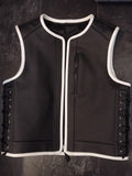 Patch Vest Men's Perforated Leather Motorcycle Concealed Carry Biker Vest W/ White Leather Trim