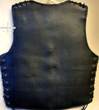 Mens Snake Embossed Braided Buckled Motorcycle Biker Black Leather Vest Concealed Carry