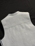 Mens Snake Embossed Zippered White Motorcycle Biker Leather Vest Concealed Carry